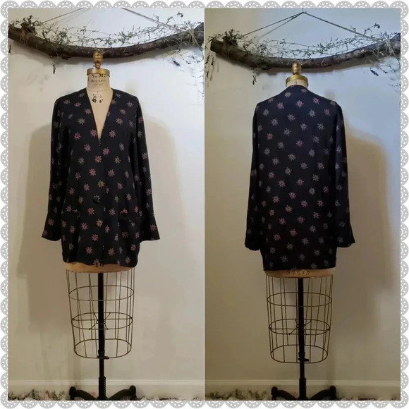 Fundamental Things | Vintage Blue Plum Boho Festival Slouchy Coverup Blazer - Picture 5 of 7